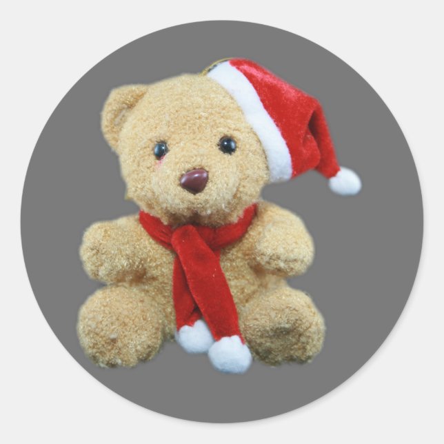 Sticker Rond Teddy Bear Père Noël (Devant)