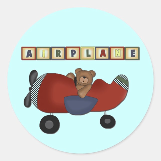 Sticker Rond Teddy Bear Pilote Tshirts et cadeaux (Devant)