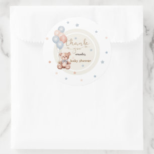 Sticker Rond Teddy Bear Russe Baby shower Merci