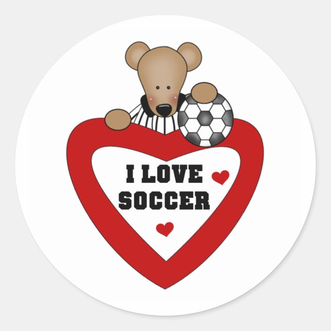 Sticker Rond Teddy Bear Soccer Heart (Devant)