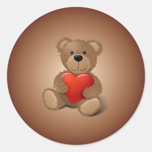 Sticker Rond Teddy Bear Valentine