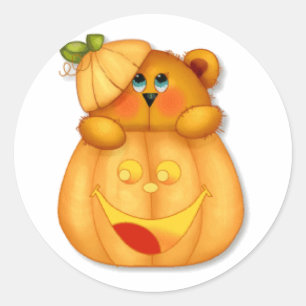 Sticker Rond Teddy Citrouille