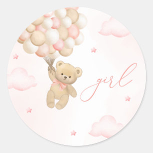 Sticker Rond Teddy Ours Genre Révéler Fille