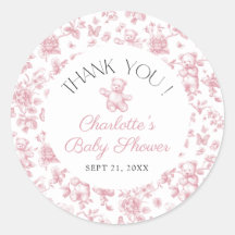 Teddy Ours rose Toile fille Merci Baby shower