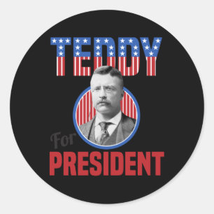 Sticker Rond Teddy Roosevelt pour président Bull Moose Théodore