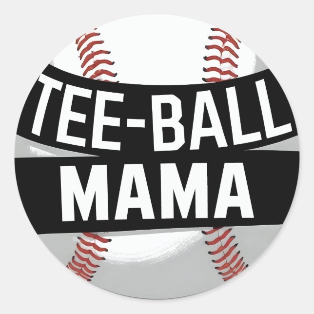 Sticker Rond Tee-Ball Mama Drôle Teeball Maman (Devant)