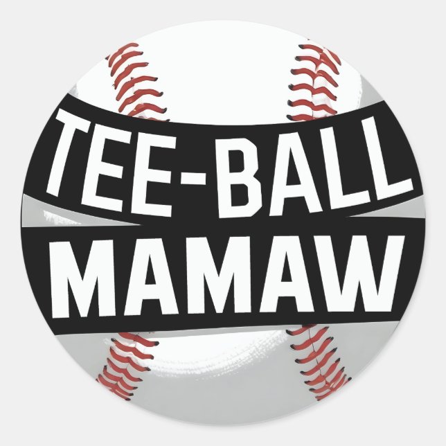 Sticker Rond Tee-Ball Mamaw Funny Teeball Grandma (Devant)
