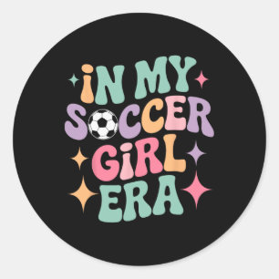 Sticker Rond Tee Groovy À Mon Ère De Fille De Football