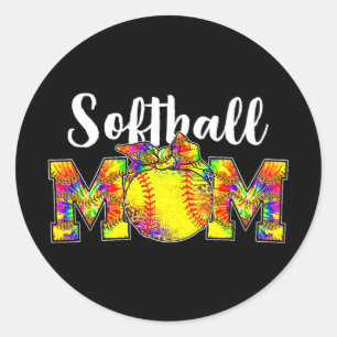 Sticker Rond Tee Softball Maman Tee Softball Jour Vibes Mothe