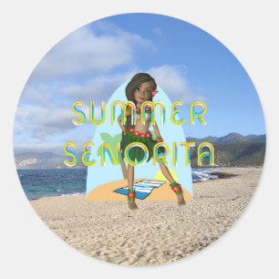 Sticker Rond TEE Summer Senorita