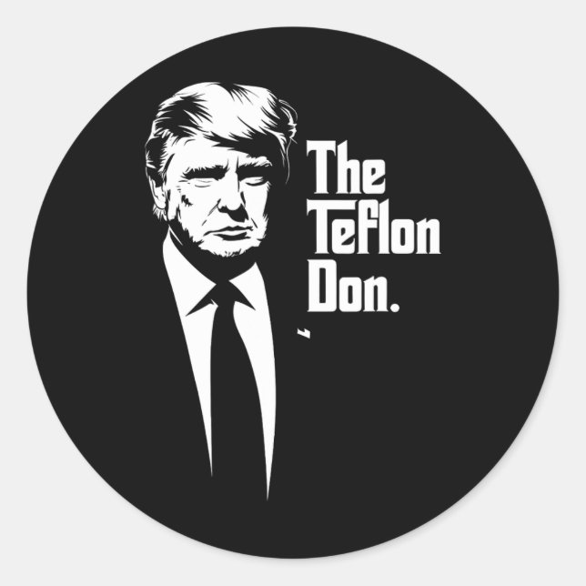 Sticker Rond Teflon Don Trump Monochromatique Art Iconique (Devant)