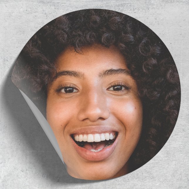 Sticker Rond Téléchargement de la photo Selfie | Votre Fun Face (Créateur téléchargé)