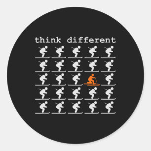 Sticker Rond Télémark Ski Libérez Votre Talon - Pensez Différen