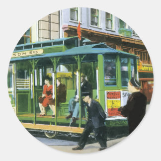 Sticker Rond Téléphérique vintage San Francisco