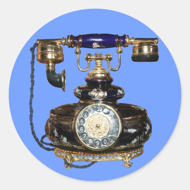 Sticker Rond Téléphone antique (Devant)