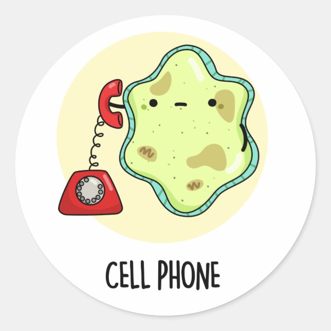 Sticker Rond Téléphone cellulaire drôle Biologie jeu de science (Devant)