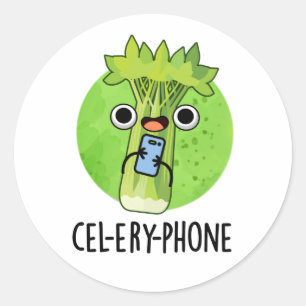 Sticker Rond Téléphone Funny Celery Veggie Pun