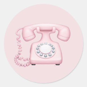 Sticker Rond Téléphone Vintage rose Emoji Art