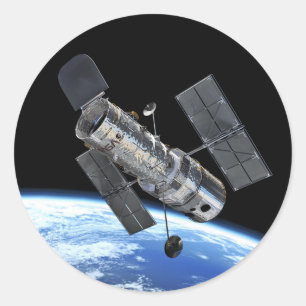 Sticker Rond Télescope Spatial Hubble Sur Terre Orbit Photo NAS