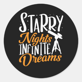 Sticker Rond Télescope Starry Nights Infinite Dreams Astronomie