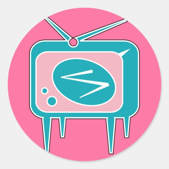 Sticker Rond Téléviseur vintage Retro (Devant)