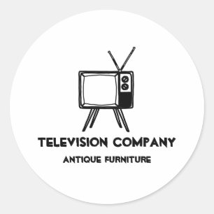Sticker Rond Télévision Antique Vintage