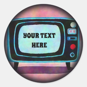 Sticker Rond Télévision rétro