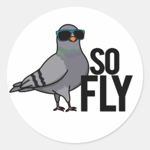 Sticker Rond Tellement Fly Drôle Cool Pigeon Pun