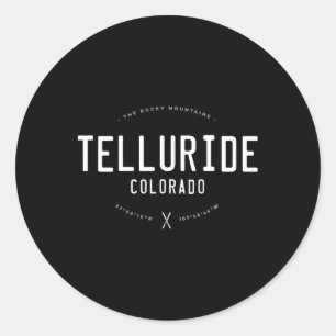 Sticker Rond Telluride Colorado Graphisme Détresse Ski Vintage