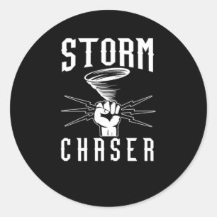 Sticker Rond Tempête Chaser ouragan Tornade Chasing Vent Cadeau