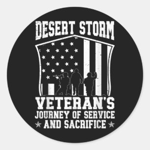 Sticker Rond Tempête du désert - Ruban du Service de guerre de 