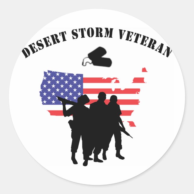Sticker Rond Tempête du désert Vétérinaire (Devant)