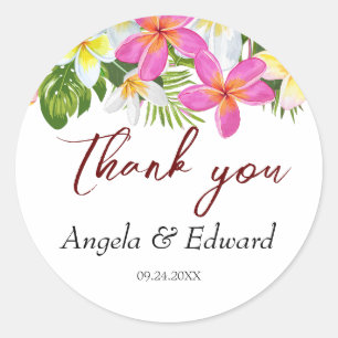 Sticker Rond Temple de la Plumeria tropicale Mariage d'arbre