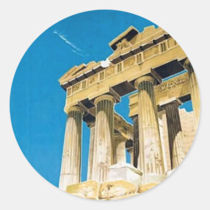 Sticker Rond Temple du Parthénon de la Grèce Vintage voyage Ath