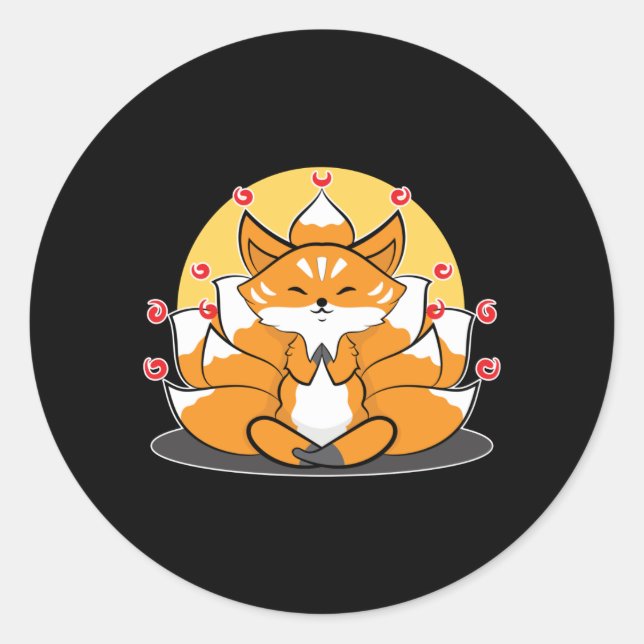 Sticker Rond Temple japonais Kitsune Kami Inari Fox Temple Shri (Devant)