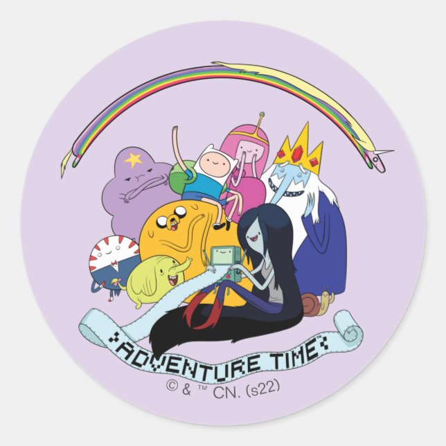 Sticker Rond Temps d'aventure | Graphique de groupe BMO (Devant)