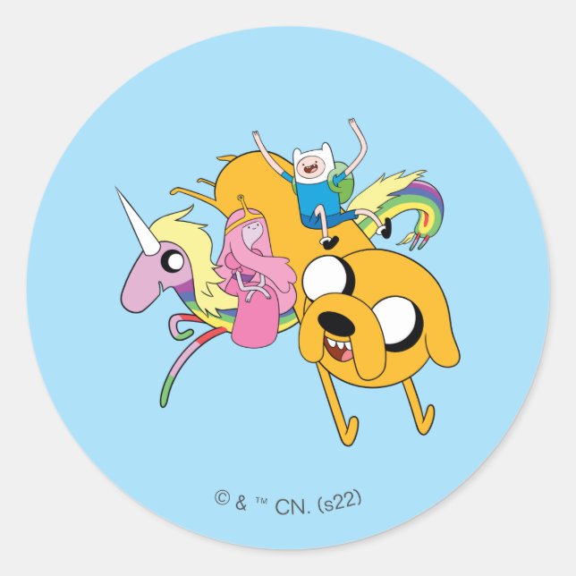 Sticker Rond Temps d'aventure | Lady, Bubblegum, Finn & Jake (Devant)