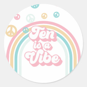 Sticker Rond Ten est Vibe Retro Summer Rainbow