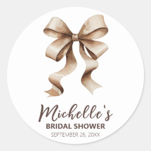 Sticker Rond Tendance aquarelle nœud coquette douche de mariage