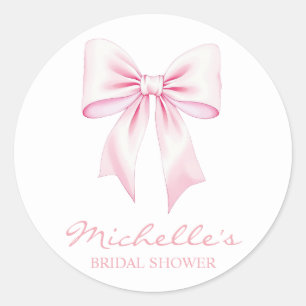 Sticker Rond Tendance aquarelle rose nœud coquette douche de ma