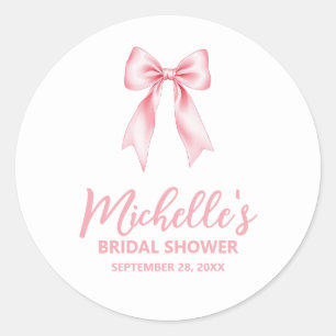 Sticker Rond Tendance aquarelle rose nœud coquette douche de ma