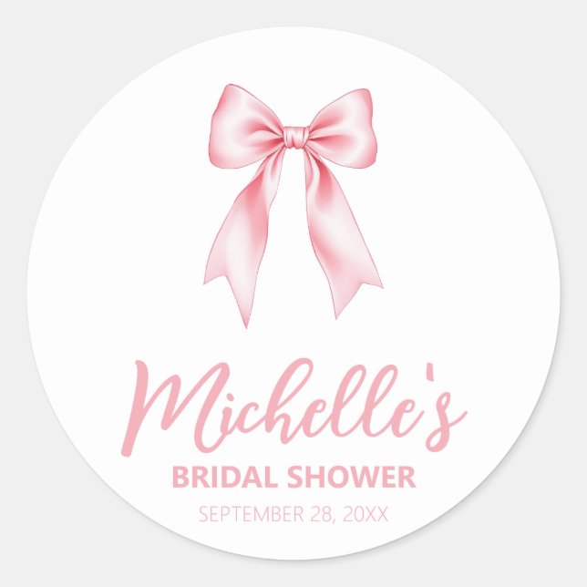 Sticker Rond Tendance Aquarelle Rose Nœud Coquette Enterrement  (Devant)