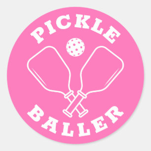 Sticker Rond Tendance Pickle Baller Hot Pink