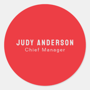 Sticker Rond Tendance Rouge Clair Professionnel Moderne Élégant