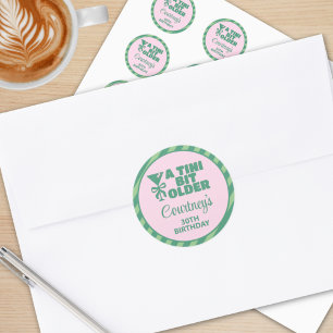 Sticker Rond Tendy Rose & Vert Un Tini Bit Ancien 30e anniversa