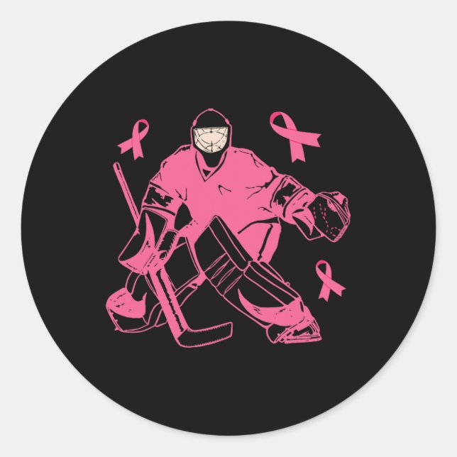 Sticker Rond Teneur de hockey rose Ruban de ruban Sensibilisati (Devant)