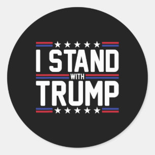 Sticker Rond Tenez-Vous Face À Trump American Flag (Drapeau Amé
