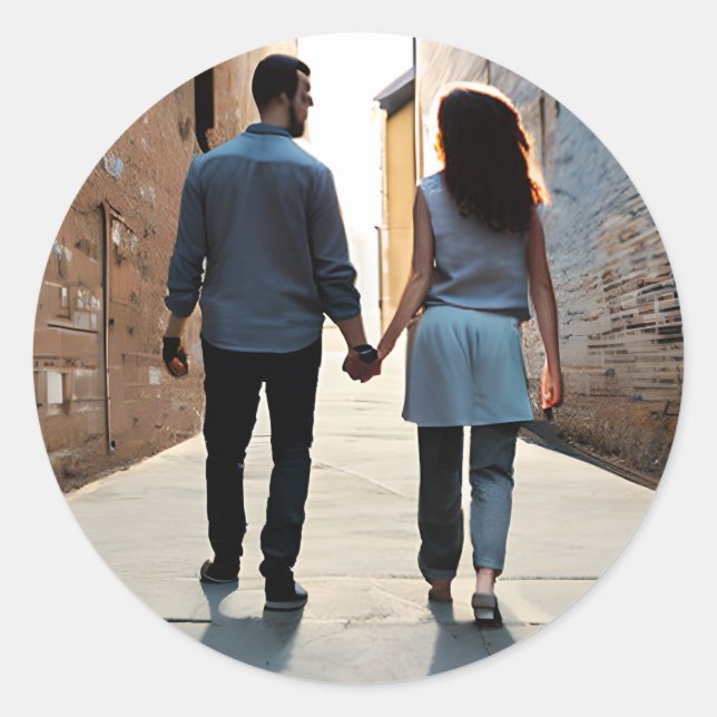 Sticker Rond Tenir les mains | Tomber dans l'amour (Devant)