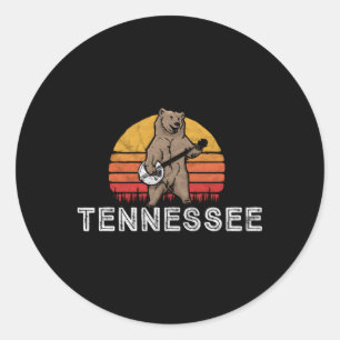 Sticker Rond Tennessee Bluegrass Banjo Bear