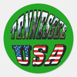 Sticker Rond Tennessee et USA Picture Text